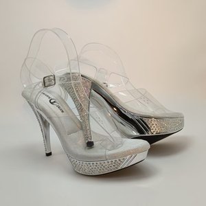 Nuovo Stile Estivo: Tacchi Alti con Diamanti 1050A, Modello Runway con 3 Diamanti Frontali e 12 Posteriori, Placcati in <span class=keywords><strong>Argento</strong></span> - Product Image 6