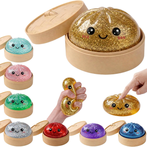 JITENG Boule anti-stress en forme de boulette de raviolis ou de pain vapeur farci, jouet à presser pour le stress, pour projets d'Halloween et jeux de farces - Product Image 1