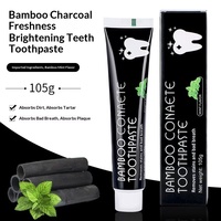Dentifrice au charbon de bambou et à la coque de noix de coco, charbon actif noir, 105g, haleine fraîche, anti-mites/blanchiment des dents, gencives blanches
