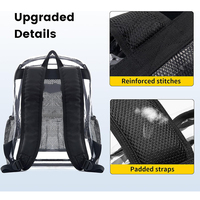 Grand sac à dos transparent de 17 pouces Sac à dos transparent multi-poches robuste avec fermeture à glissière PVC étanche à la mode pour l'école