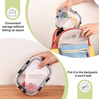 Ensemble de contenants alimentaires empilables en verre borosilicate rectangulaires sans BPA pour nouveau-nés, anti-fuite, 640 ml, 370/1040 ml, pour la préparation des repas et le déjeuner