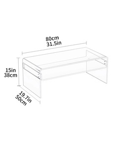 <span class=keywords><strong>Table</strong></span> rectangulaire transparente personnalisée avec étagère de rangement ouverte, <span class=keywords><strong>table</strong></span> basse en acrylique pour salon, bureau d'ordinateur de style moderne - Product Image 5