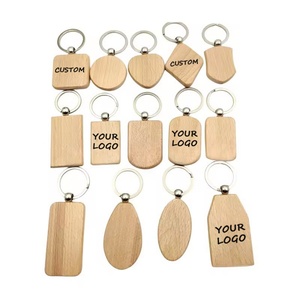 Porte-clés en bois brut personnalisé en gros, porte-clés en bois de hêtre vierge, cœur, carré, rond, ovale, simple, art populaire, porte-clés en bois - Product Image 1