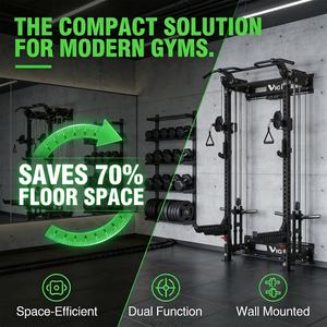 VIGFIT Rack <span class=keywords><strong>de</strong></span> Sentadillas Funcional Comercial Montado en Pared con Cables y Gancho en J, Equipo <span class=keywords><strong>de</strong></span> Gimnasio Plegable para Fitness - Product Image 2