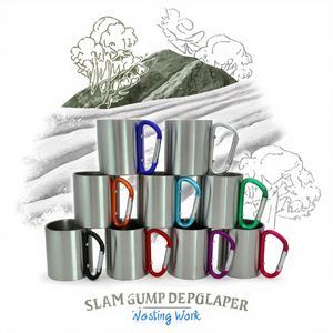 Taza de Viaje de Acero Inoxidable con Asa de Mosquetón Plegable, Taza de Café para Excursionismo, Regalo para Amantes de la Montañismo - Product Image 3