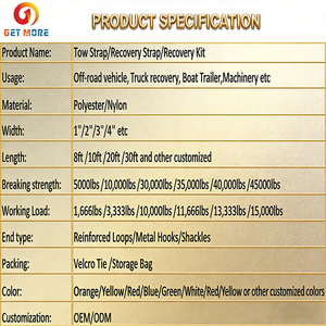 Sangle de remorquage robuste de 4 "x 30 ', super solide, renforcée, excellente pour le remorquage de Jeep, voitures, camions, bateaux, ferme. - Product Image 4
