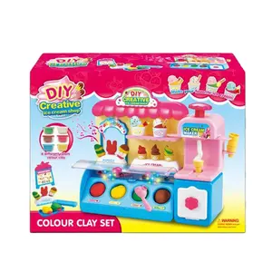 Toko Mainan Es Krim Anak DIY, Alat Cetak Tanah Liat Warna 3D Kreatif Mesin Es Krim Playdough