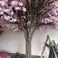 Arbre artificiel de cerisier rose clair de 4,5 mètres de haut, arbre à fleurs blanches de 13 pieds, décoration d'allée de mariage