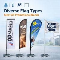 Drapeau de type couteau en fibre de verre extra-épais en forme de croix, base OEM d'usine, pour exposition commerciale, événement sportif, salon professionnel