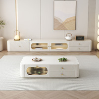 Table basse moderne en bois réglable style bonhomme de neige crème pour salon en appartements de petite taille - Mobilier de maison