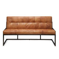 Banc de salle à manger d'extérieur moderne et polyvalent en cuir véritable avec revêtement en cuir durable et rembourrage confortable, idéal pour l'entrée ou les centres commerciaux