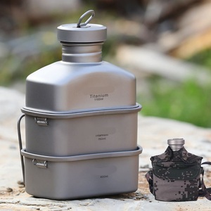 Nuovo <span class=keywords><strong>Set</strong></span> da Campeggio Multifunzionale Tre in Uno in Titanio Puro: Bollitore, Contenitore per Pranzo e Stoviglie Pieghevoli Leggere e Portatili - Product Image 4