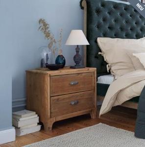 Recycled Pine Wood <strong>Rustic</strong> Night Stand Modern for Bedroom Two Drawers <strong>Bedside</strong> <strong>Table</strong> - Product Image 2