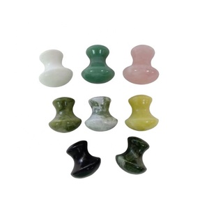Outil Gua Sha en forme de champignon fait à la main Quartz Rose Vert Jade pour dos épaule taille Massage de méditation relaxant pour utilisation SPA - Product Image 1