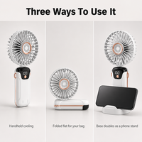Ventilateur de table OEM en gros, 5 vitesses, faible bruit, USB-C, 1200 mAh, rechargeable, affichage numérique, pour maison et salle de sport, CE FCC RoHS