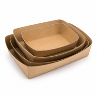 Cloudbri 9 inch 4-delige wegwerp voedselbak van kraftpapier voor catering, afhaalmaaltijden, fruitsalade en snackverpakkingen