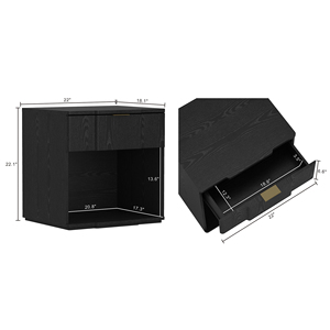 Comodino con finitura in legno nero, mobiletto contenitore per camera da letto - Product Image 3