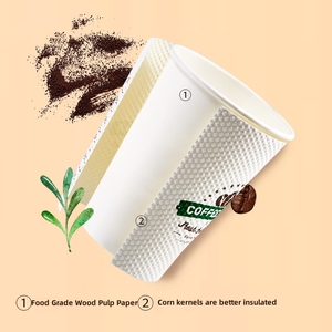 Tùy chỉnh in logo dùng một lần phân hủy sinh học 6oz-16oz Đôi Gợn tường dập nóng Cà Phê Cốc giấy với nắp có thể tái chế ly - Product Image 4