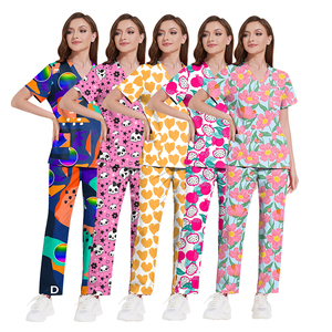 Unisex Frauen Medical Scrub Tops Baumwolle Stretchy Scrub Tops Medizinische Uniformen Gedruckte Peelings Top Großhandel - Product Image 1