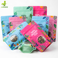 Sachets d'emballage en plastique personnalisés écologiques, vides, de qualité alimentaire, en aluminium mat, avec fenêtre transparente, pour thé en vrac