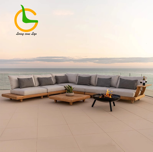 طقم خارجي مقاوم للماء من خشب الساج للأثاث الفندقي والفلل مع وسادات مقاومة للطقس - Product Image 4