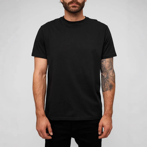 Camiseta de Algodón Personalizada para Hombre, Talla Grande, 180g, Negra y Blanca, Algodón Peinado, Manga Corta, Impresión de Logotipo Personalizado - Product Image 1