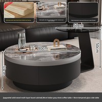 Table basse en dalle de roche style luxe léger avec espace de rangement personnalisable pour salon, maison, petit appartement, haut de gamme, moderne