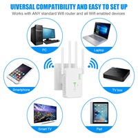 Répéteur Wifi double bande 1200M, extension de réseau 2.4G 5G, amplificateur de signal Wifi, 4 antennes, routeur WPS