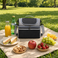 Bolsa Térmica para Almuerzo con Doble Compartimento, Impermeable, de Tela Oxford 600D, con Correa de Hombro Ajustable, OEM y ODM