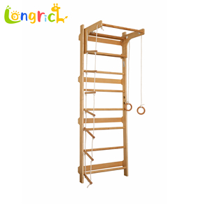Escalera sueca de madera para montar en la pared, para niños y adultos, barra de escalada para gimnasio interior, anillas, equipo de fitness para el hogar, uso familiar, 78x30x220cm - Product Image 1