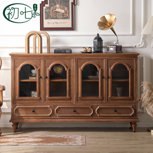 Mueble de estudio de estilo vintage, mueble con puerta de cristal, mueble color madera de nogal, mueble de almacenamiento con 4 compartimentos - Product Image 1