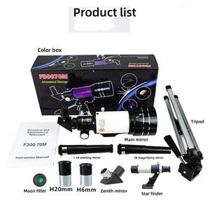 Telescópio Astronômico de Alta Definição F30070 para Crianças e Adultos, Abertura de 70mm, Refrator Infantil 15x-150x para Uso Externo - Product Image 5