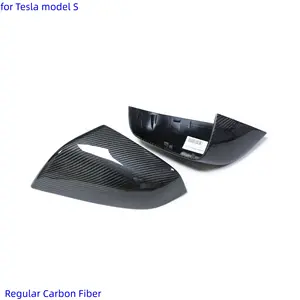 Penutup cermin HGD untuk Tesla Model S 14 ~ 20 tutup cermin samping serat karbon asli penutup cermin Fitment OEM