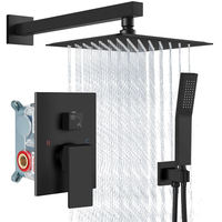 Système de douche thermostatique en laiton à 2 fonctions avec pomme de douche carrée de 10 pouces et douchette à main pour hôtel