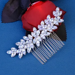 Luxury Zircon Bridal Hair Accessories Handmade Wired Headpiece CZ stone wedding Side Hair Comb For Women