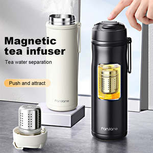 SARTLII taşınabilir bpa ücretsiz kısa seyahat paslanmaz çelik termal manyetik YEŞİL ÇAY ayırma ile filtre süzgeç su şişesi - Product Image 2