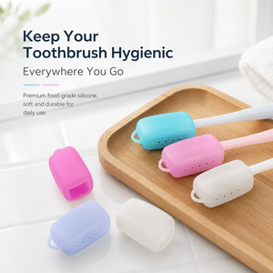 Travel Silicone <b>Toothbrush</b> Head Cover Cap Dustproof <b>Toothbrush</b> Protector Fits Manual <b>Toothbrush</b> for Adults and Kids BPA Free - Product Image 1