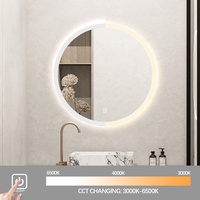 Miroir LED de salle de bain imperméable, anti-buée, anti-explosion, verre sécurisé, affichage de l'heure/température, certifié CE UL, hôtel, salon