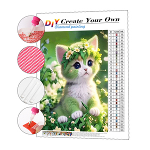5d bricolage diamant peinture chat portant de l'herbe anneau diamant broderie mosaïque maison personnalisé <span class=keywords><strong>animaux</strong></span> Photo usine en gros - Product Image 1