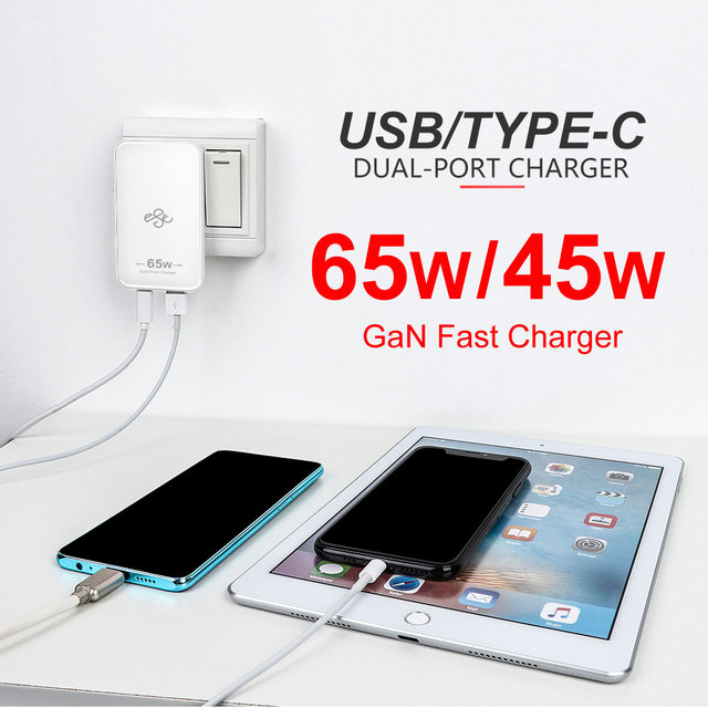 Ultra-Thin 65W GaN Foldable Travel Charger USB-C PD 65W Universal UK/EU/AU Plug for MacBook/iPhone