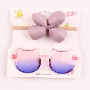 Ensemble de bandeaux en nylon pour bébé et lunettes de soleil avec oreilles de chat, bandeau à nœud doré gonflé, accessoires photo d'été pour filles de 0 à 3 ans - Product Image 5