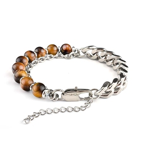 Encanto <span class=keywords><strong>de</strong></span> moda, cuentas <span class=keywords><strong>de</strong></span> piedra <span class=keywords><strong>de</strong></span> 8MM y pulsera <span class=keywords><strong>de</strong></span> acero inoxidable, pulsera <span class=keywords><strong>de</strong></span> brujería <span class=keywords><strong>de</strong></span> piedra <span class=keywords><strong>de</strong></span> cristales, uso diario adecuado para Unisex - Product Image 3