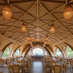 Hdpe Swbs-11 सिंथेटिक hdpe बुना हुआ बांस छत टाइल्स पारंपरिक डिजाइन फायरप्रूफ 5 साल की वारंटी परियोजना समाधान - Product Image 2