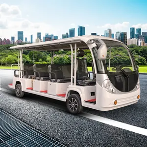 4 Wheels Electric Luxury Sightseeing Resort Bus With 14 Seat Sofa Seats