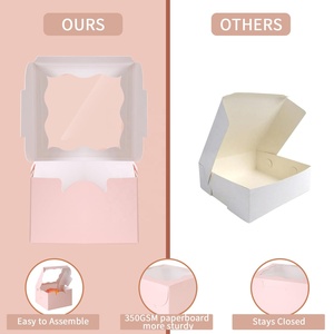 Tùy Chỉnh Màu Hồng Trong Suốt Cửa Sổ Mini Công Nghiệp Sử Dụng Bánh Hộp Xách Tay Bìa Bánh Bao Bì Cho Bánh Sinh Nhật - Product Image 3