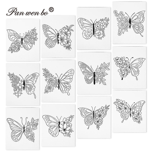 Panwenbo 12 gói 8x10 inch trước khi vẽ bướm hoa vải pre-in canvases cho bức tranh cho SIP và sơn bên - Product Image 1