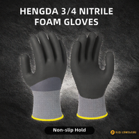 Gants de travail antidérapants en mousse ultra-fine enduite de caoutchouc nitrile 3/4, en spandex 15 jauges, épaisseur 3 mil, avec poignet élastique