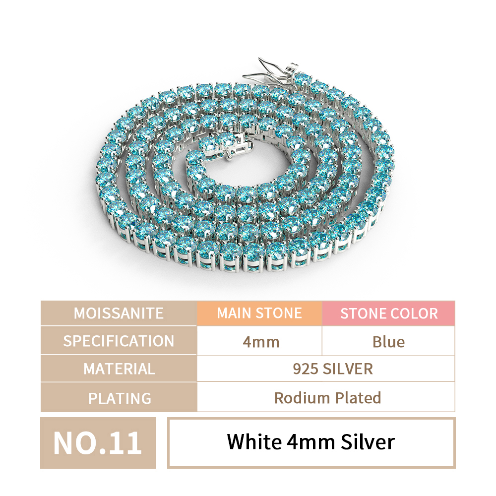 4MM chain + blue moissanite
