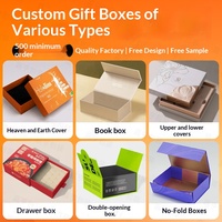 Boîte cadeau à couvercle rabattable, personnalisée avec impression couleur, 350g, 2 couches, avec options tiroir et en forme de livre