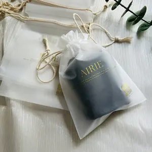 Bolsas de regalo con cordón esmerilado con logotipo personalizado de lujo con bolsa de embalaje con cordón impermeable con logotipo